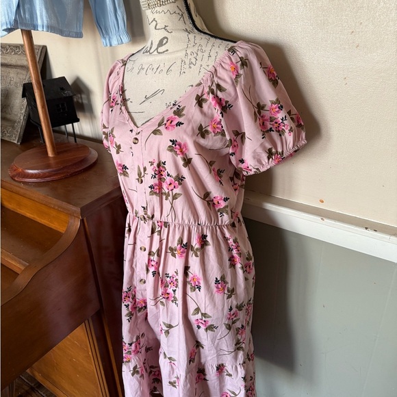 Pink Ruched Smocked Midi Sundress NWT - Picture 7 of 9